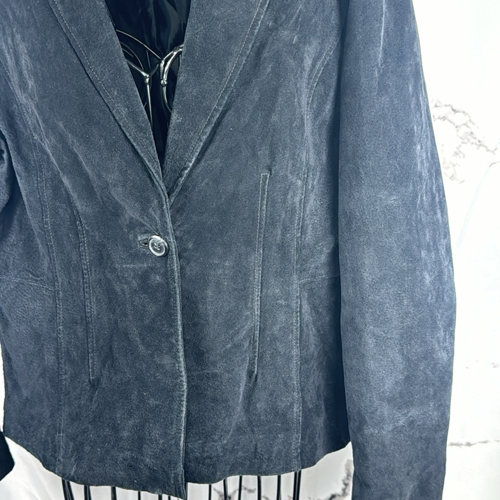 Relativity Suede Leather Jacket Single Button Lin… - image 2